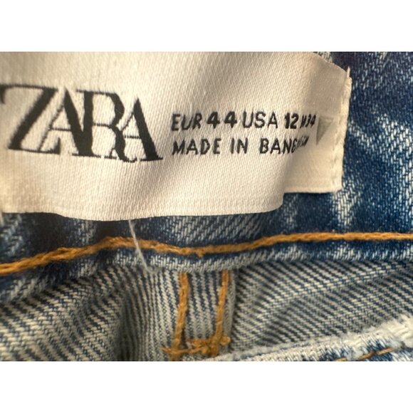 ZARA Womens Size 12/14 Light Blue Relaxed Fit Jeans 100% Cotton - Picture 3 of 15